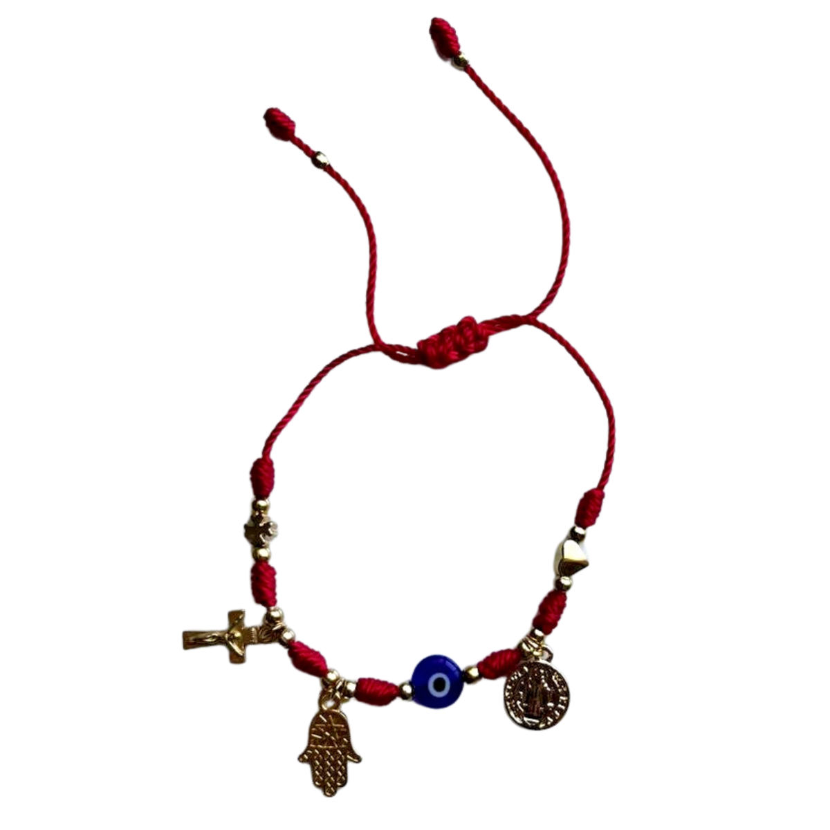 KD090203- Pulsera 7 Nudos con Dijes de Protección Total