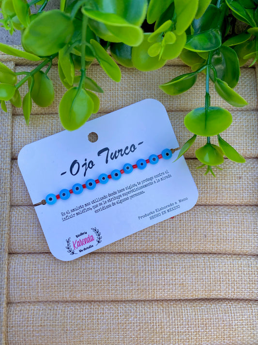 KD090757-Pulsera de Multi Ojitos Mini color Azul