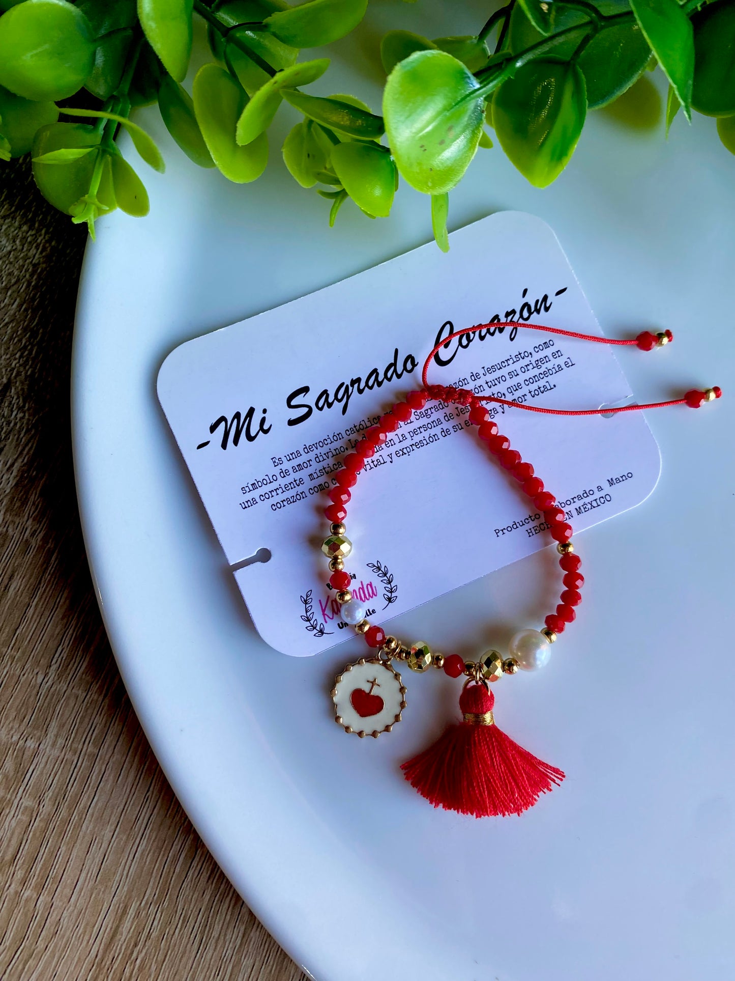 KD090770- Pulsera Sagrado Corazón con Cristales