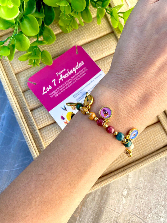 KD090790 - Pulsera 7 Arcángeles con Piedra Natural