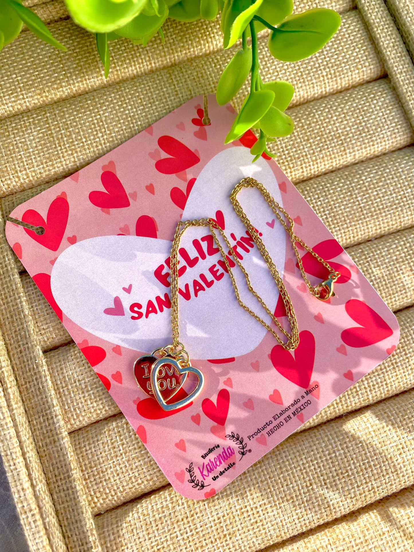 KD050817- Collar de Cadena con Dije doble Corazón