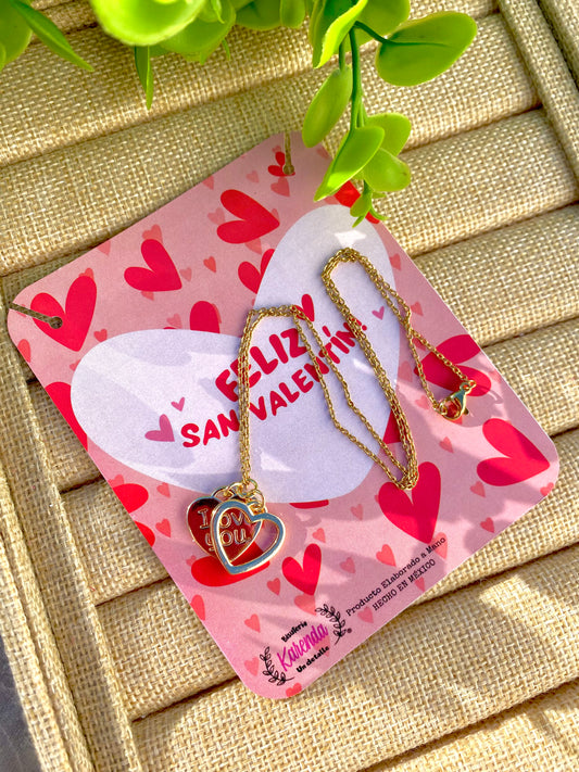 KD050817- Collar de Cadena con Dije doble Corazón