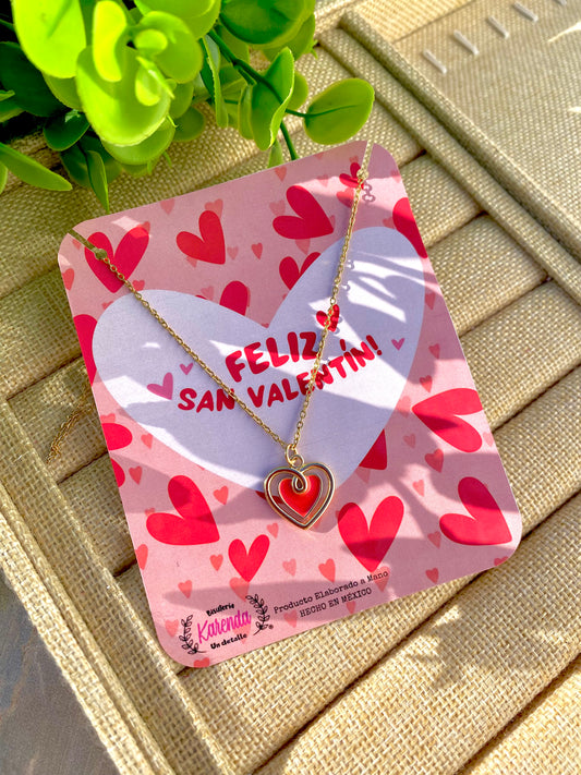 KD050816- Collar de Cadena con Dije Corazón esmaltado