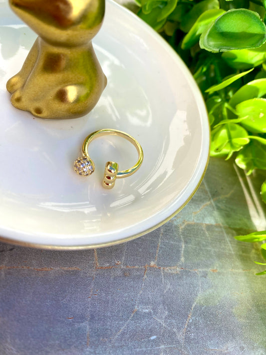 KD020134- Anillo Ajustable Zirconia con Bolitas