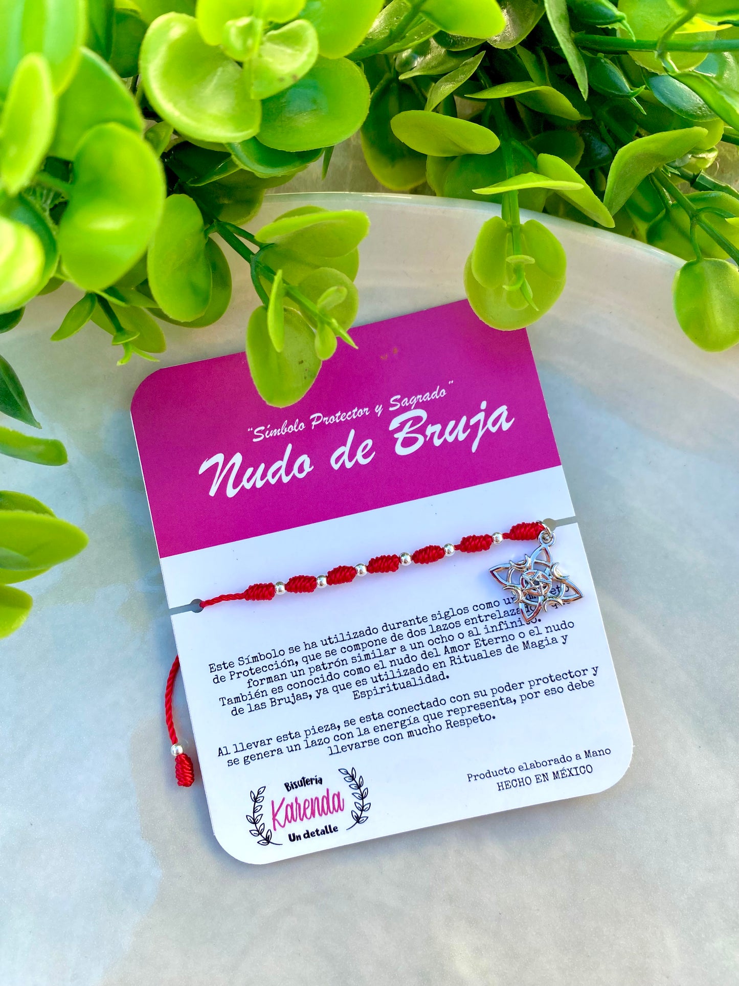 KD090657- Pulsera 7 Nudos con Dije Nudo de Bruja