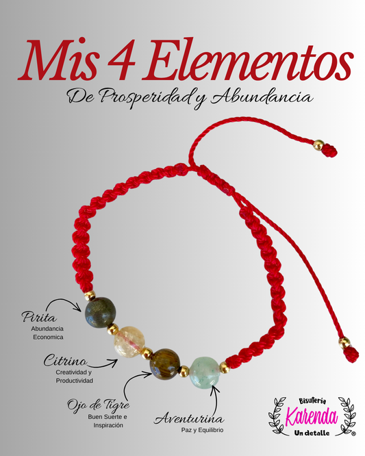 KD090725- Pulsera mis 4 Elementos con detalles Dorados