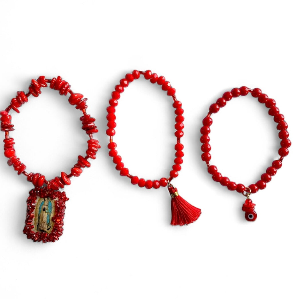 KD090762- Set de Pulseras con Escapulario de Virgen de Guadalupe