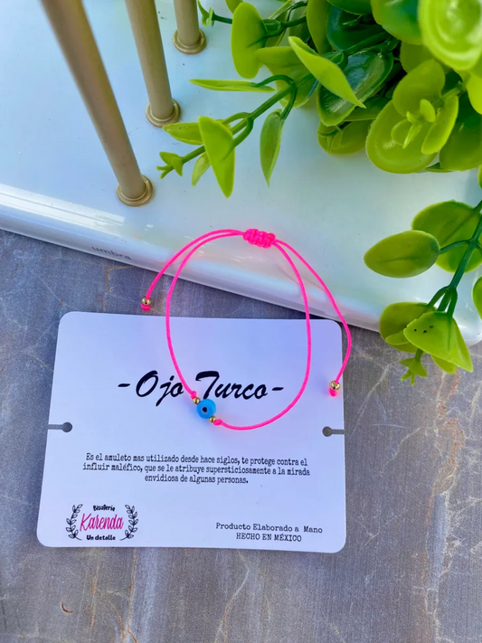 KD090749- Pulsera Ojo Turco Rosa Fiusha