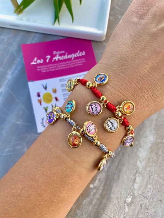 KD090712-Pulsera de Hilo con 7 Nudos y 7 Arcángeles