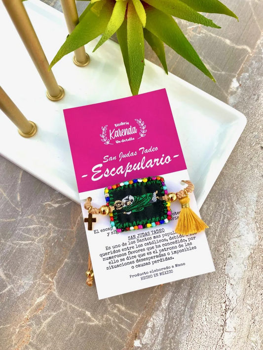 KD090432- Pulsera Escapulario San Judas Tadeo Bordada a Mano