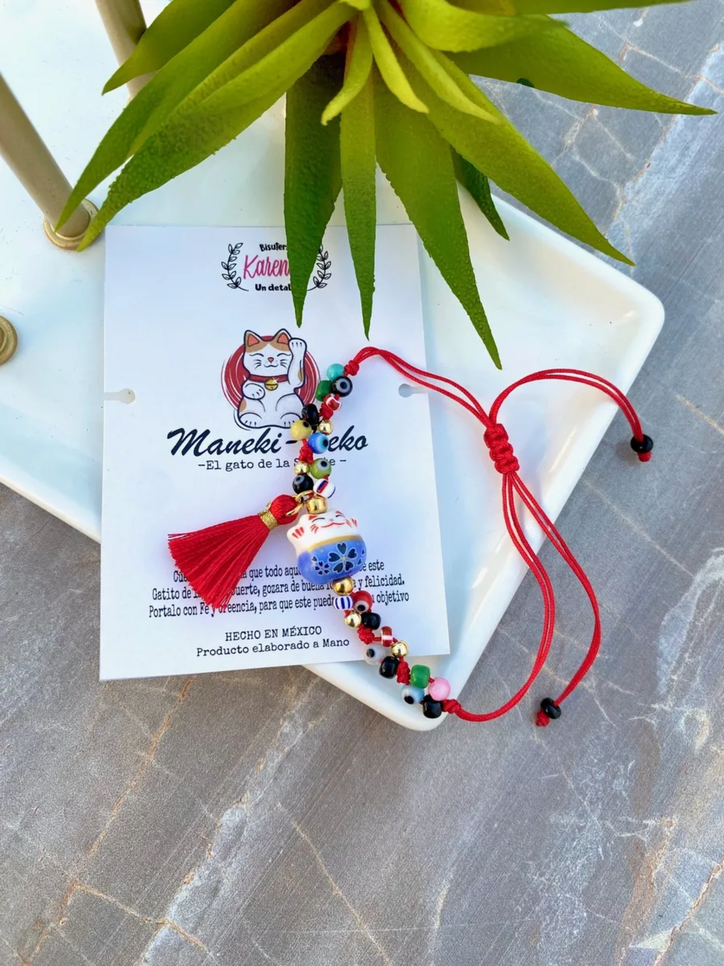 KD090614- Pulsera de Maneki Neko con Ojitos Mini