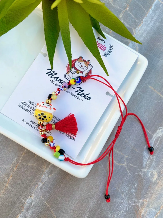 KD090614- Pulsera de Maneki Neko con Ojitos Mini