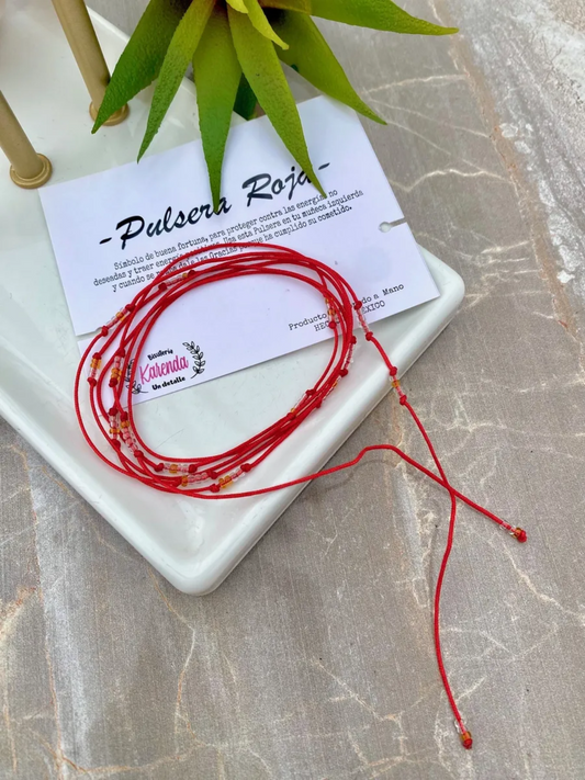 KD090623- Pulsera Roja con Chaquira Mini