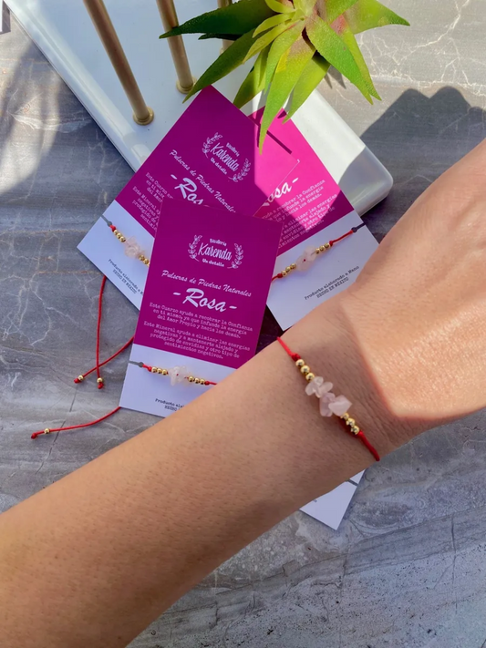 KD090092- Pulsera Cuarzo Rosa de Chip