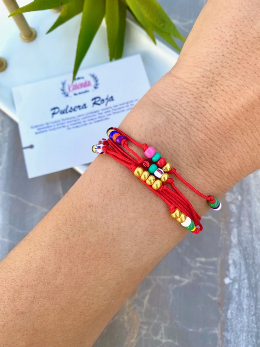 KD090602- Amuleto Pulsera Roja enrollable con Chaquiron