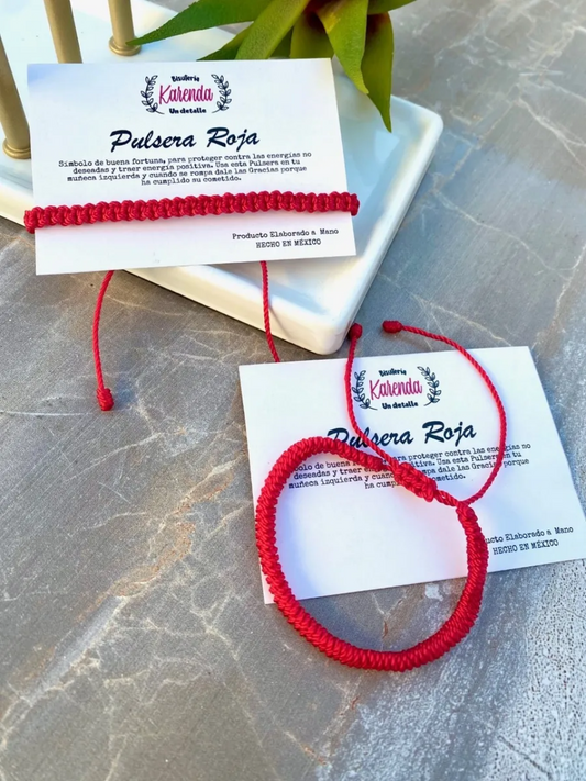 KD090567- Pulsera Roja de Protección con Tejido estilo Tibetano