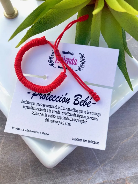 KD090556- Pulsera Roja de Protección para Bebe con Tejido Serpiente