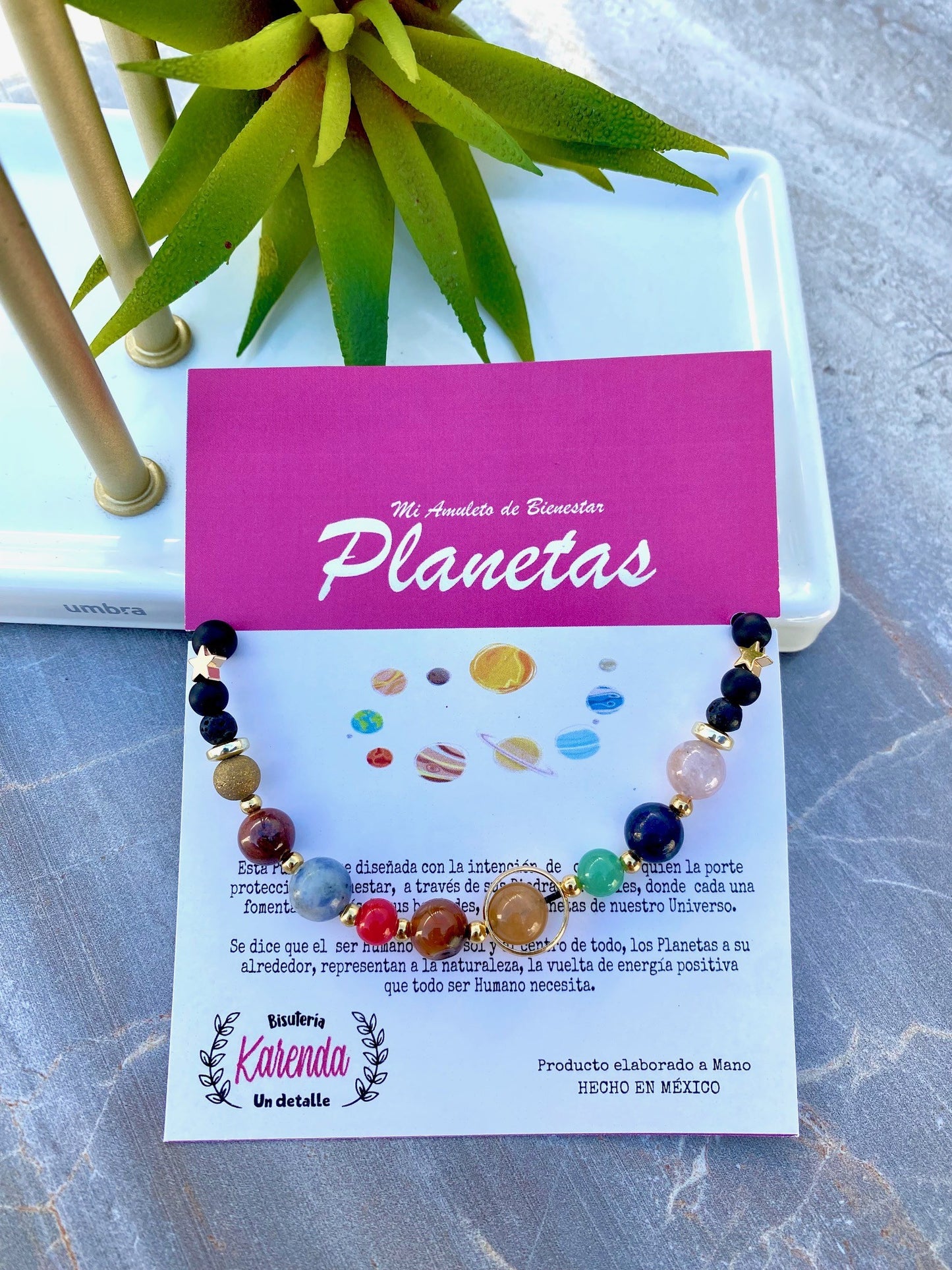 KD090514- Pulsera Planetas con Piedras Naturales
