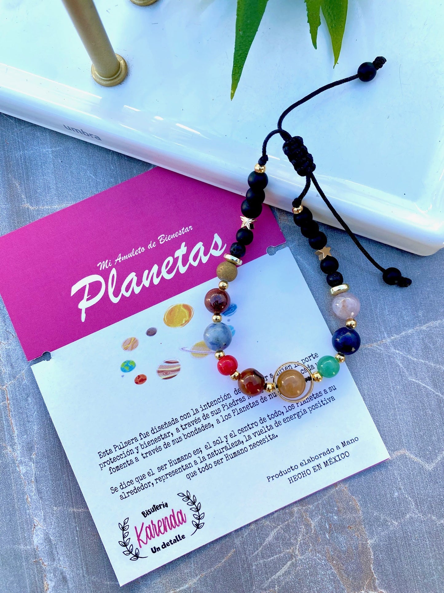 KD090514- Pulsera Planetas con Piedras Naturales