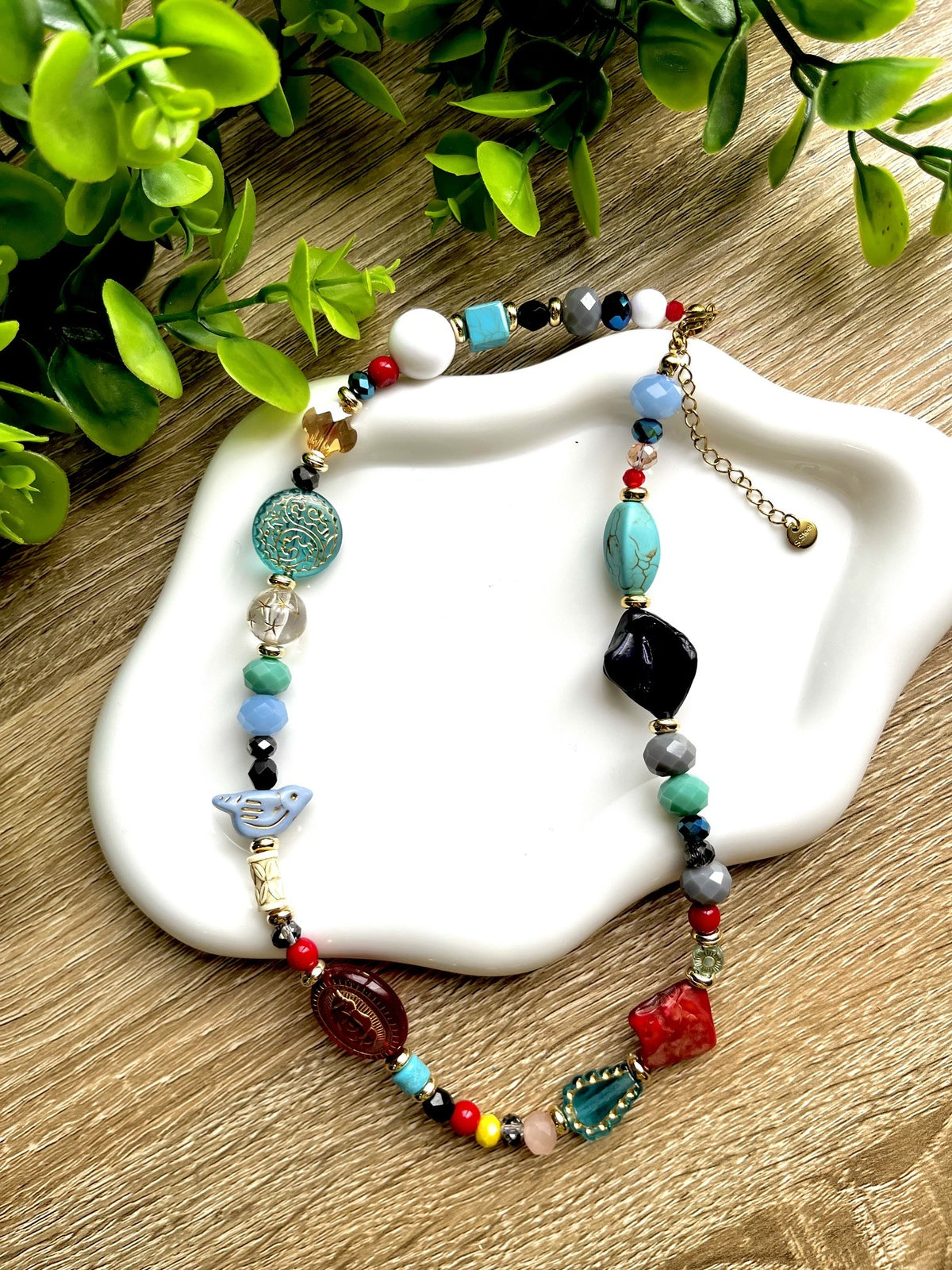 KD050858B- Collar Multi Cuentas de Diferentes Texturas y Materiales