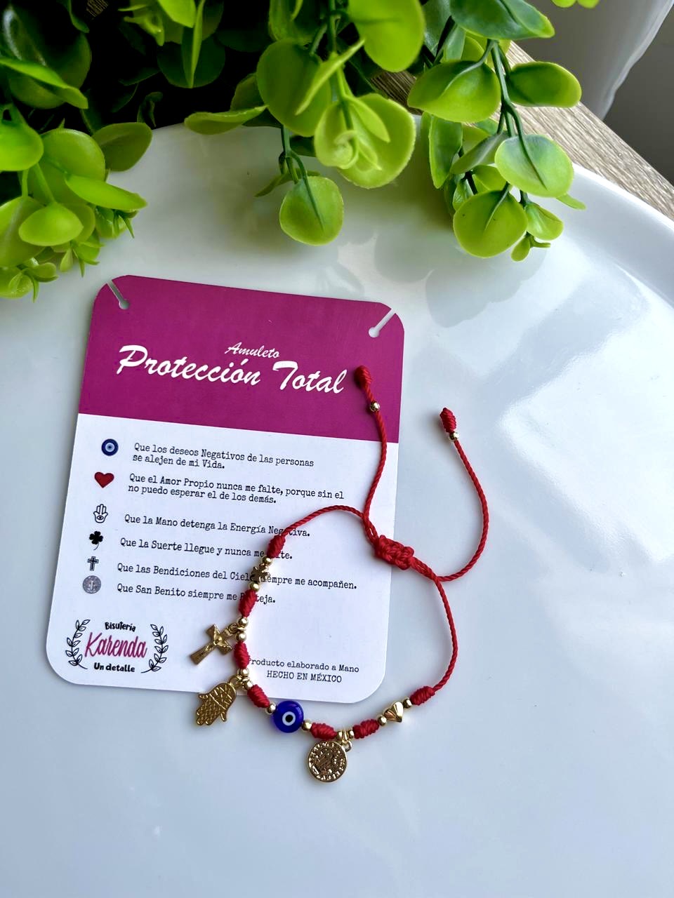 KD090203- Pulsera 7 Nudos con Dijes de Protección Total