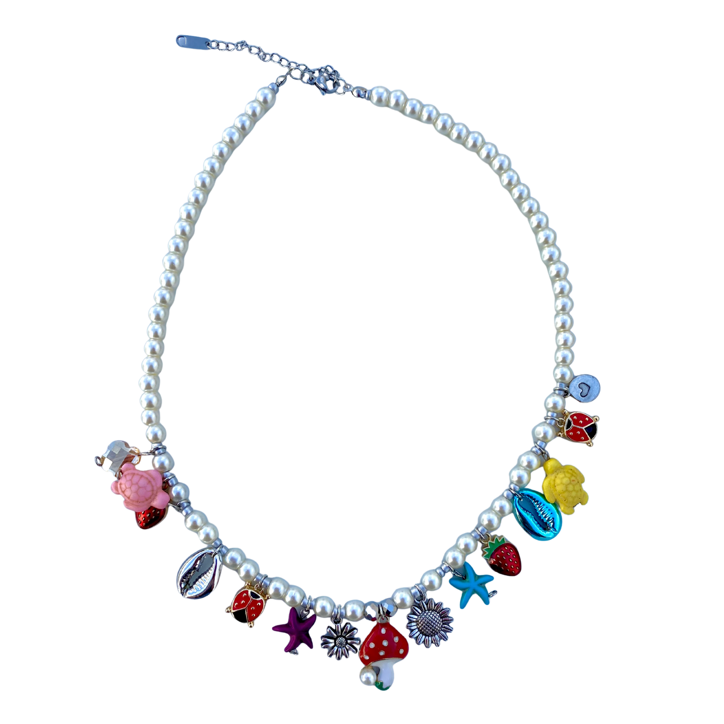 KD050842- Collar Perla con  Multi dijes