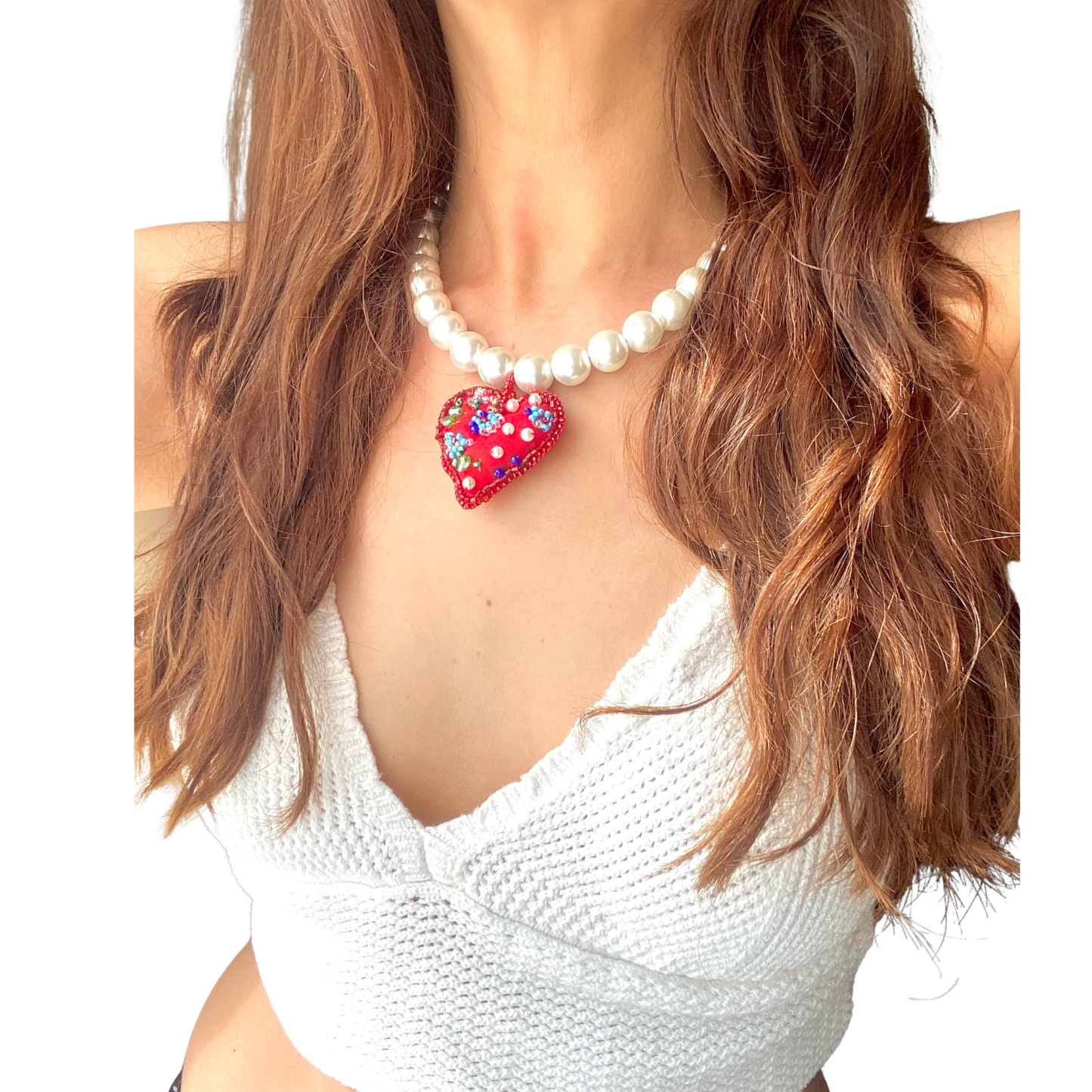 KD050840- Collar Maxi Corazón Bordado