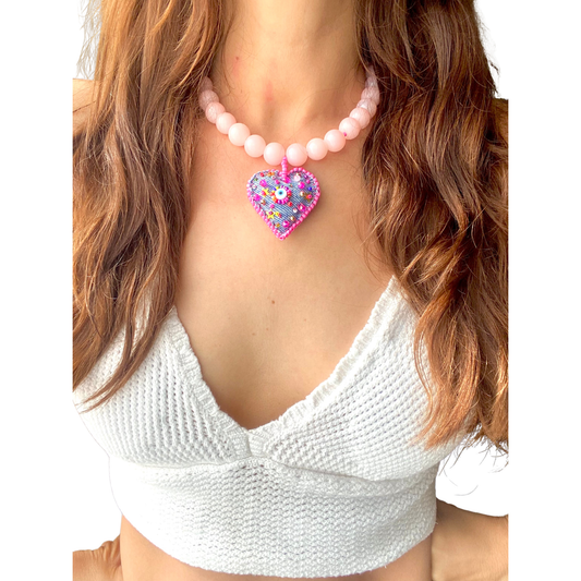 KD050839- Collar Maxi Corazón Bordado