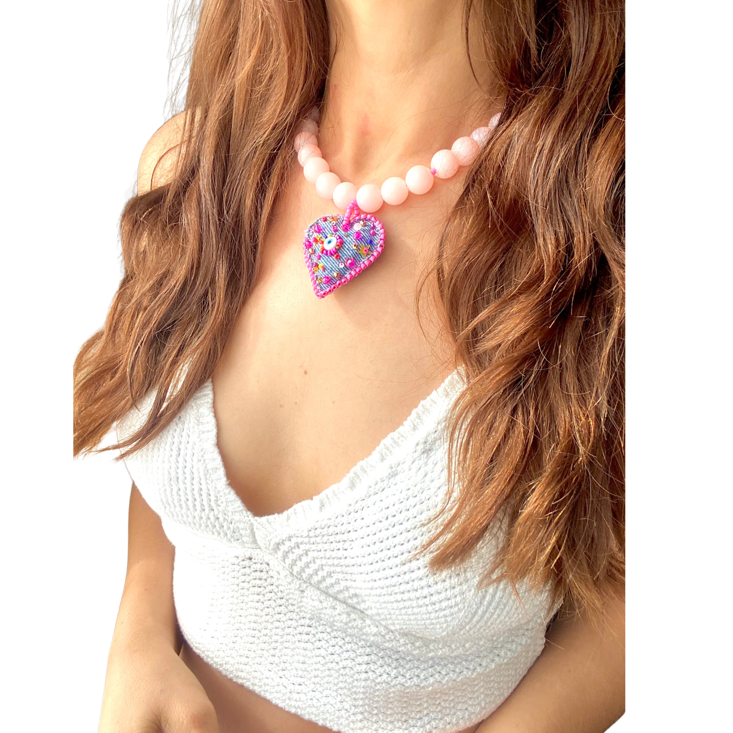 KD050839- Collar Maxi Corazón Bordado