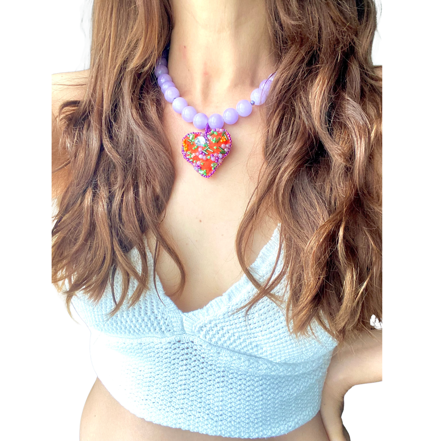 KD050838 - Collar Maxi Corazón Bordado