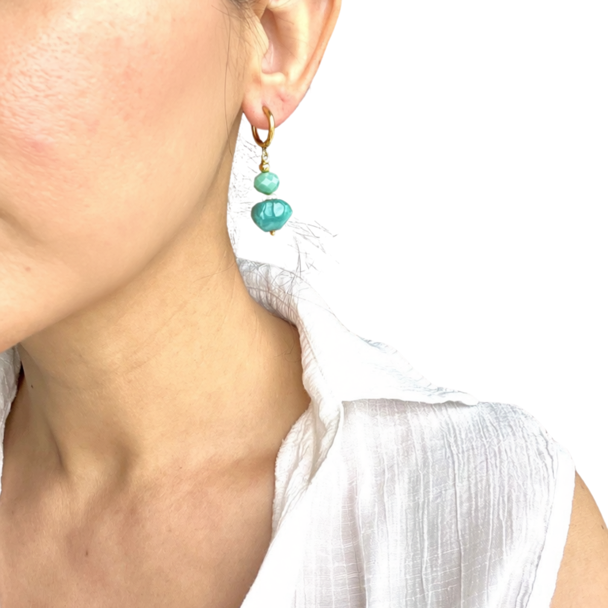 KD010457- Aretes Huggies Medianos de Multi Materiales