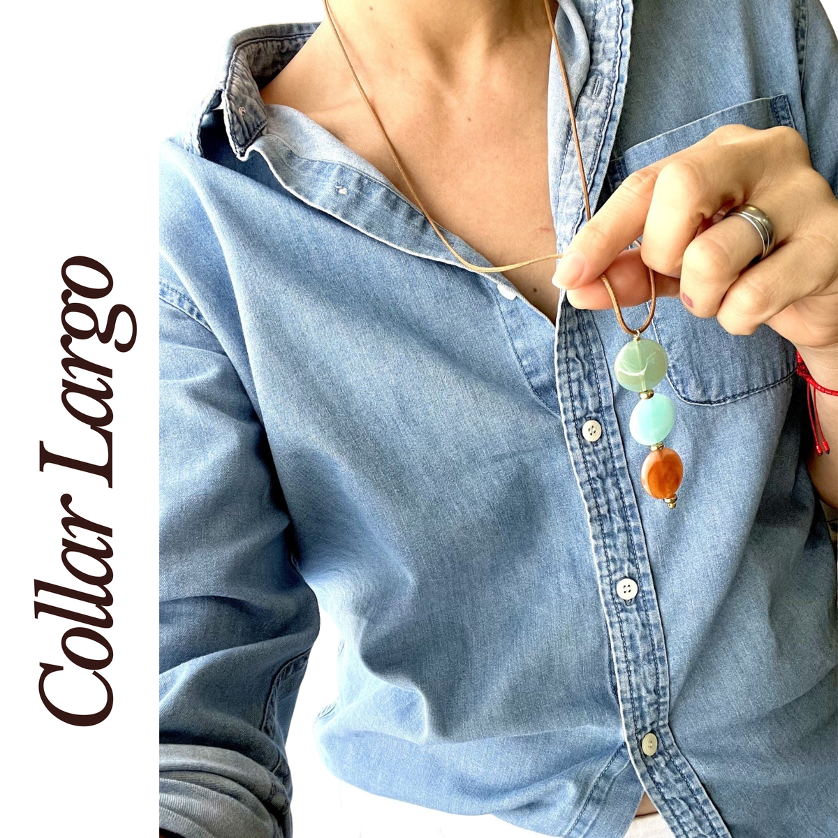 KD050856- Collar Cordón trio Círculos con 3 formas de Uso