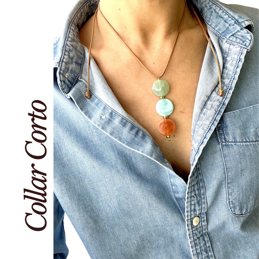 KD050856- Collar Cordón trio Círculos con 3 formas de Uso