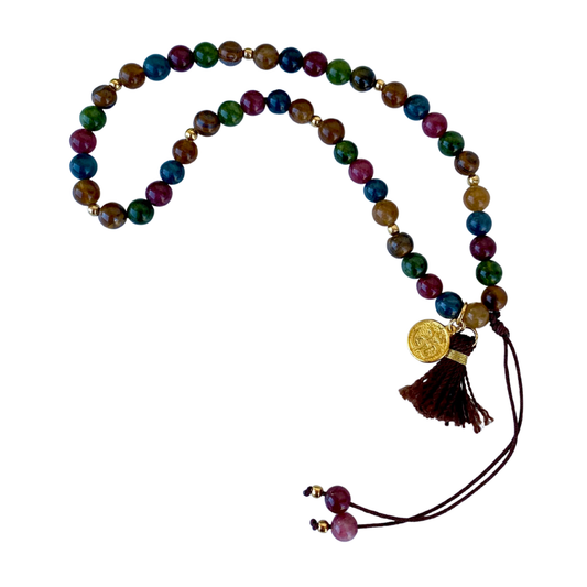 KD090857- Japa Mala de 45 Cuentas de Piedra Natural