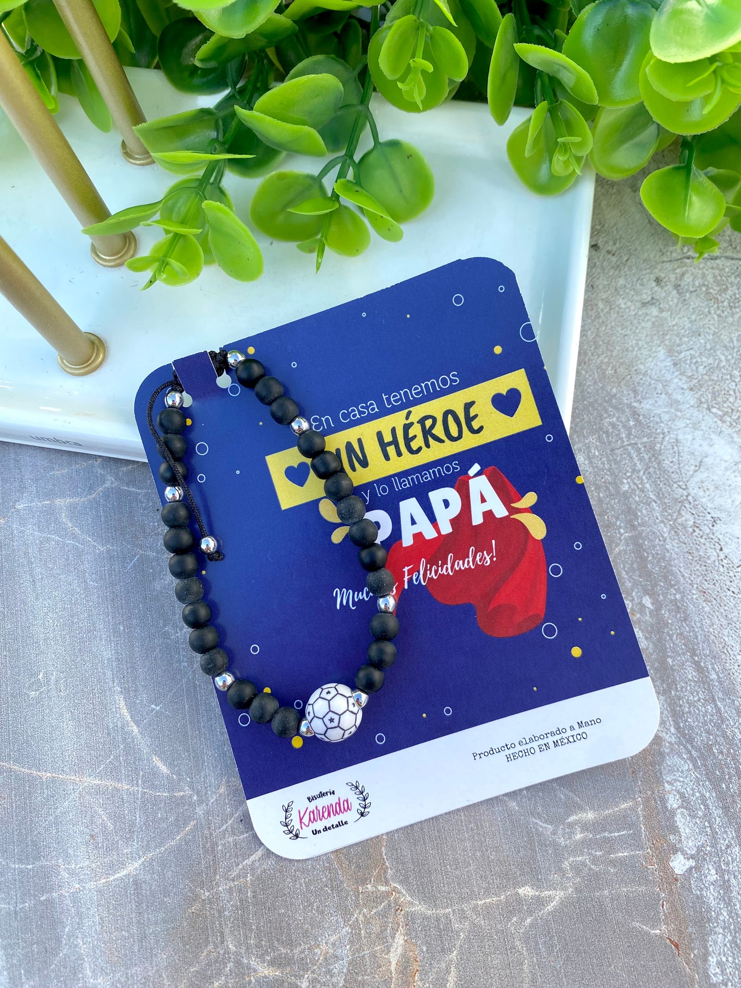 KD09067-765- Pulsera Dije Deporte con Piedra Negra Onix
