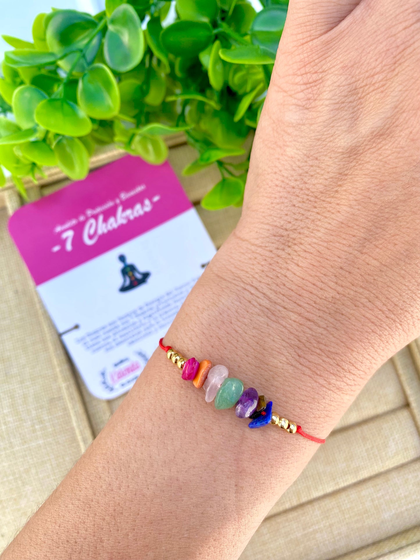 KD090523- Pulsera 7 Chakras con Chip de Piedra Natural y Concha