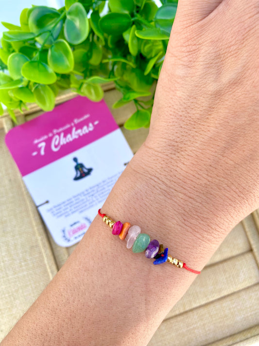 KD090523- Pulsera 7 Chakras con Chip de Piedra Natural y Concha