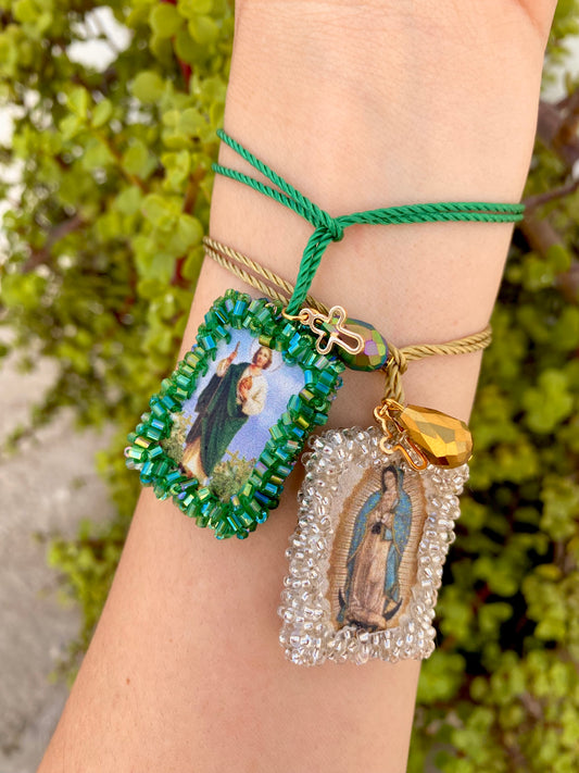 KD23006768- Pulsera Escapulario con doble Vista con Imagen de Santo