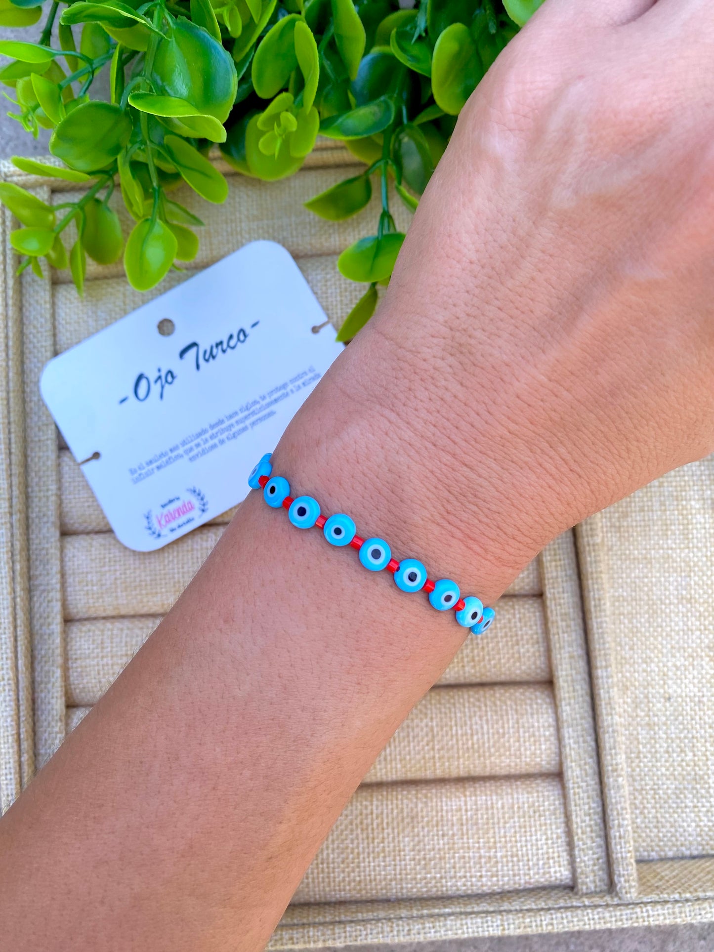 KD090757-Pulsera de Multi Ojitos Mini color Azul