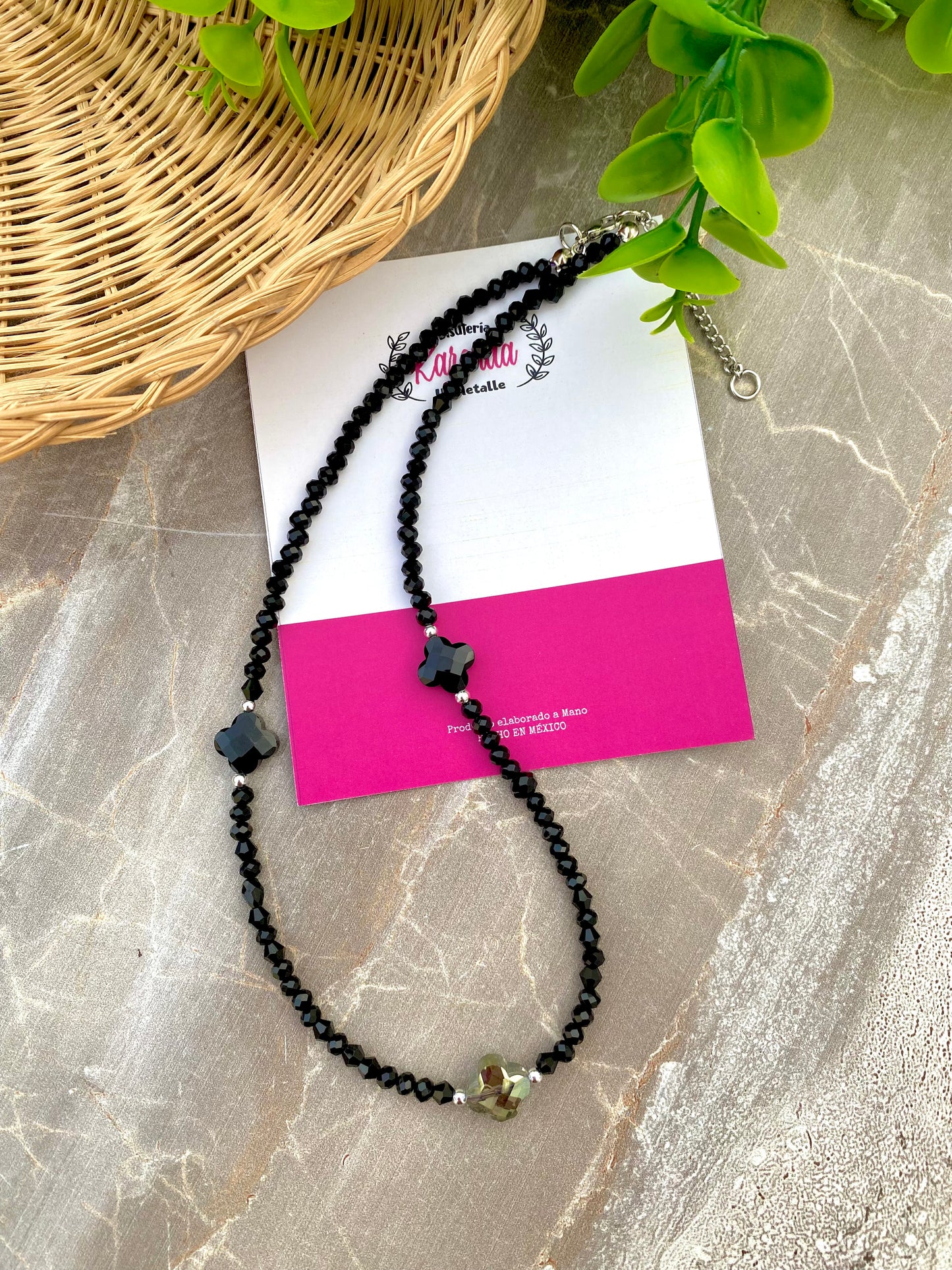 KD050778- Gargantilla de Trébol con Cristales.