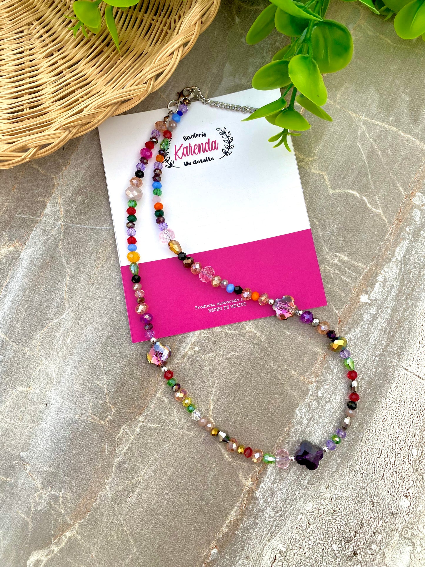 KD050778- Gargantilla de Trébol con Cristales.