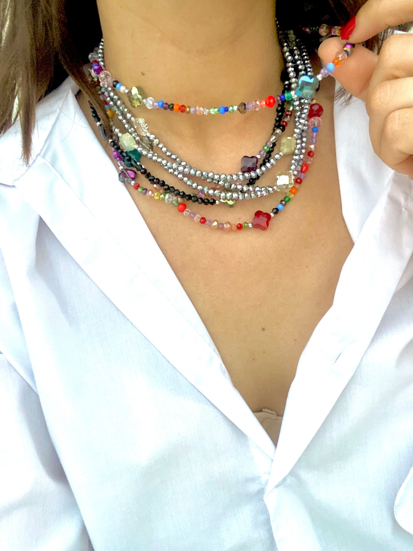 KD050778- Gargantilla de Trébol con Cristales.