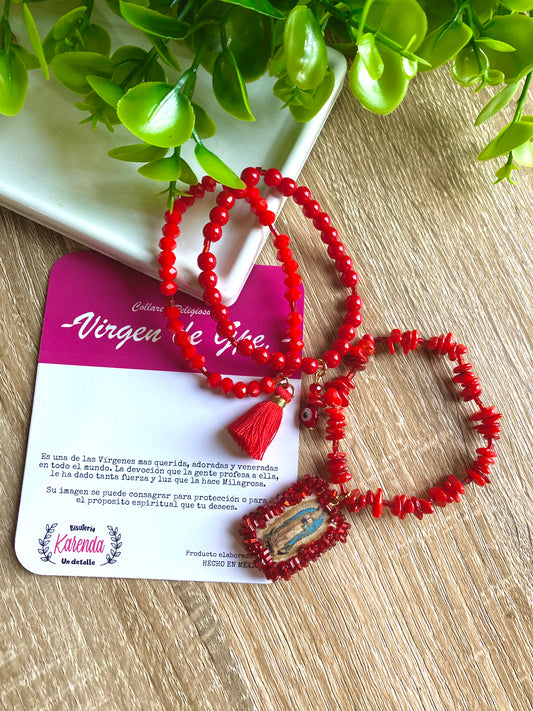 KD090762- Set de  Pulseras con Escapulario de Virgen de Guadalupe