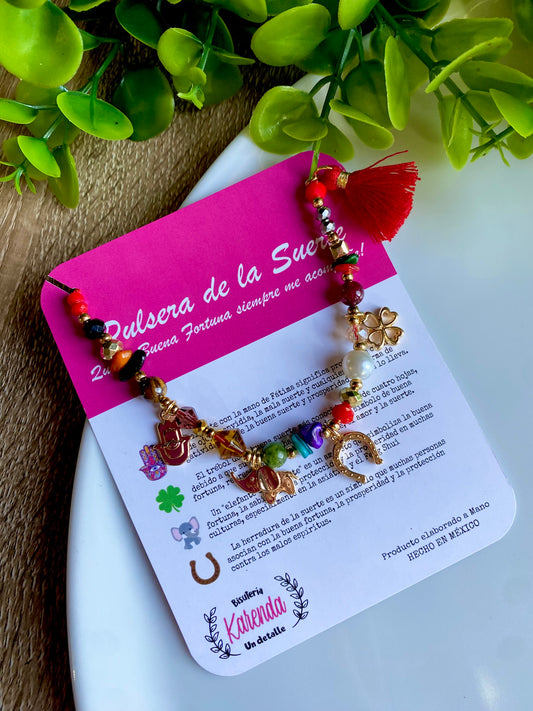 KD090764- Pulsera de la Suerte con Multi dijes de la Buena Fortuna