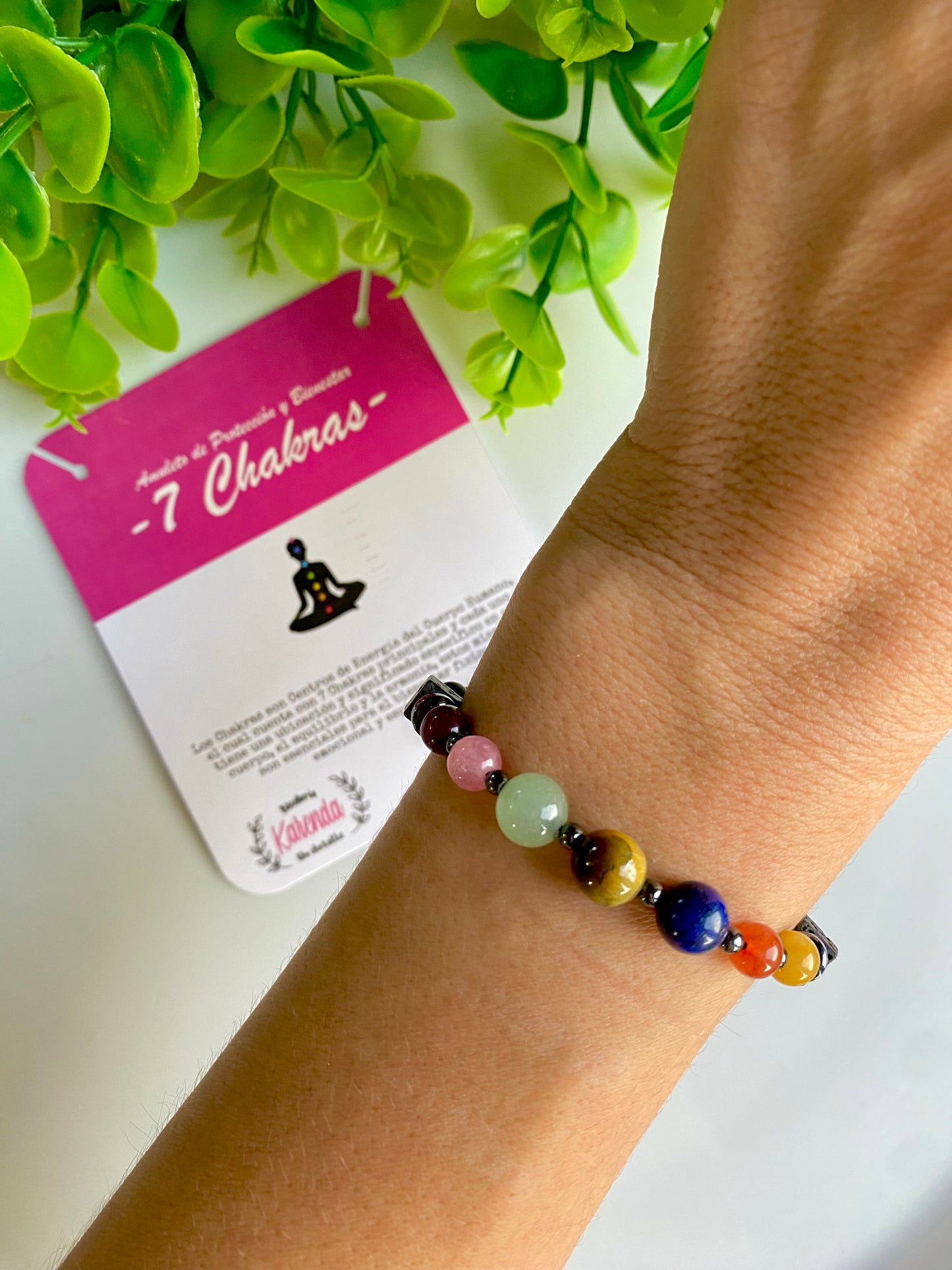 KD090766- Pulsera 7 Chakras con detalles de Acerina