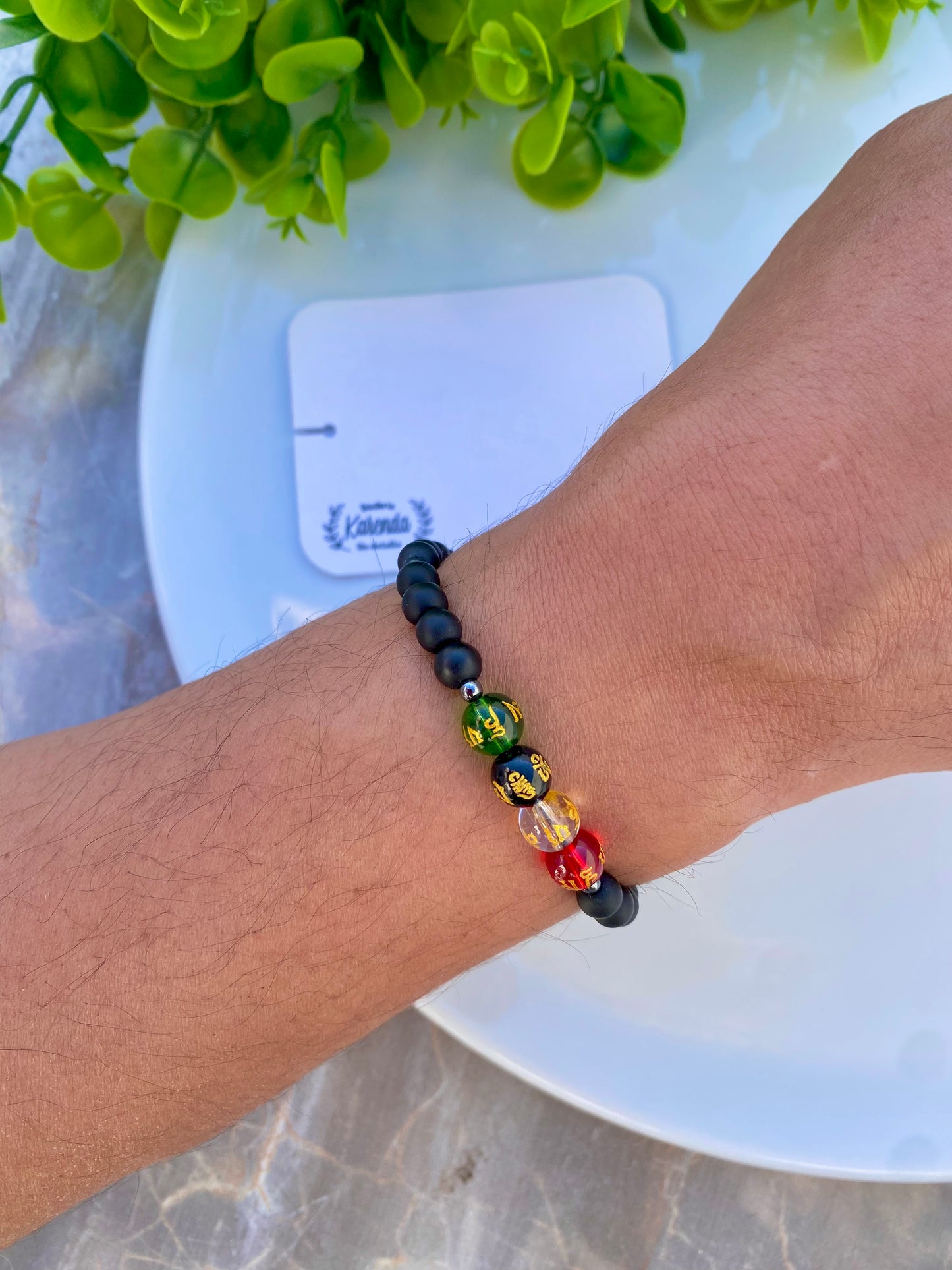 KD090774- Pulsera para Caballero con Letras Chinas de 4 Colores