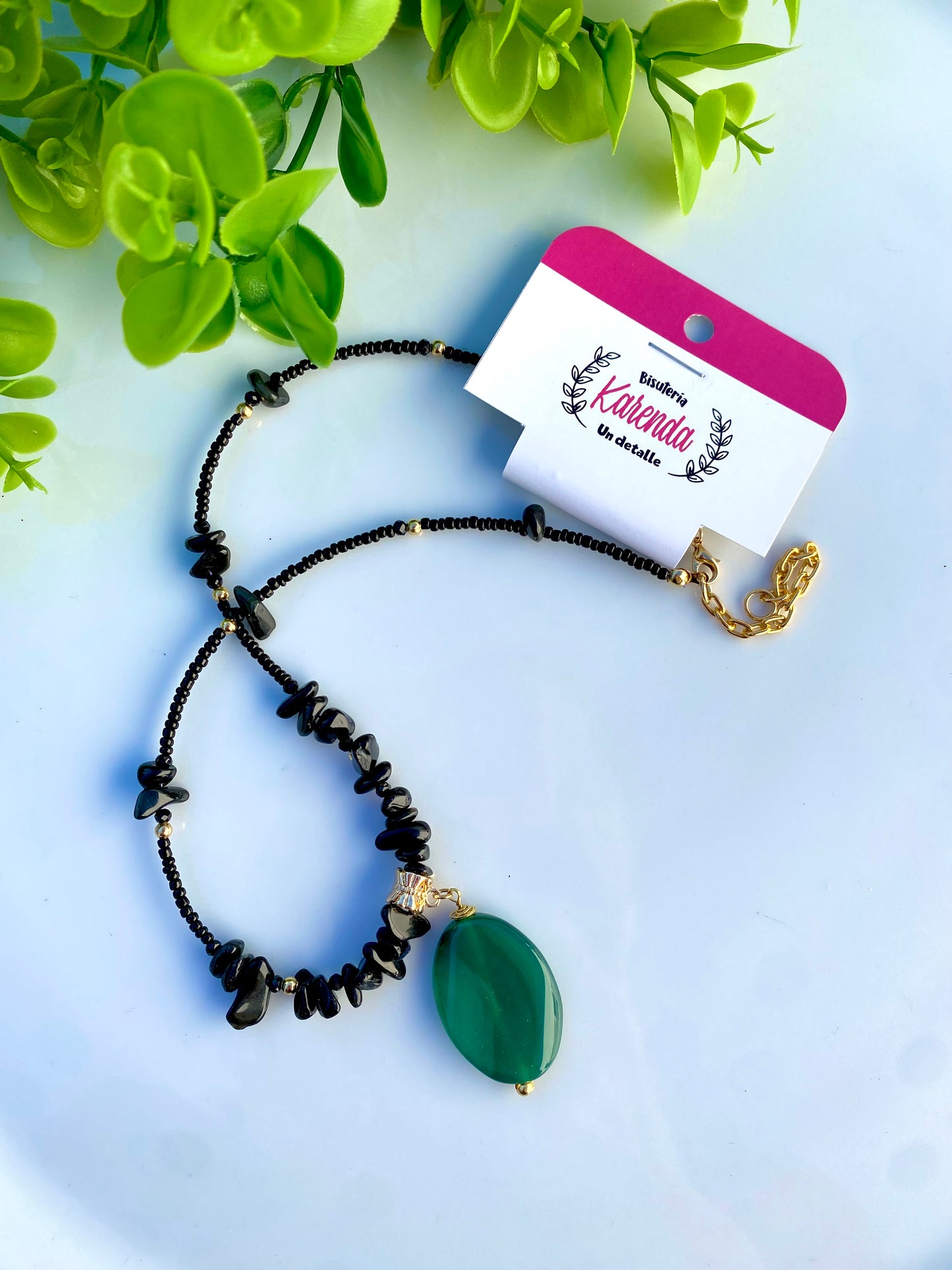 KD050814- Collar de Chaquira con Dije Ágata