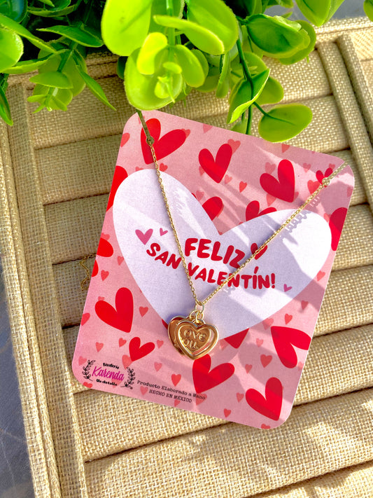 KD050817- Collar de Cadena con Dije doble Corazón