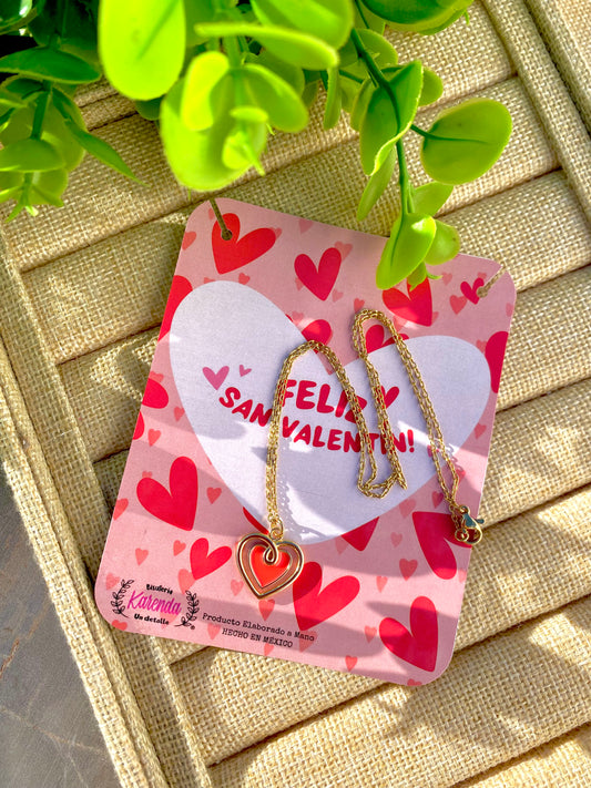 KD050816- Collar de Cadena con Dije Corazón esmaltado