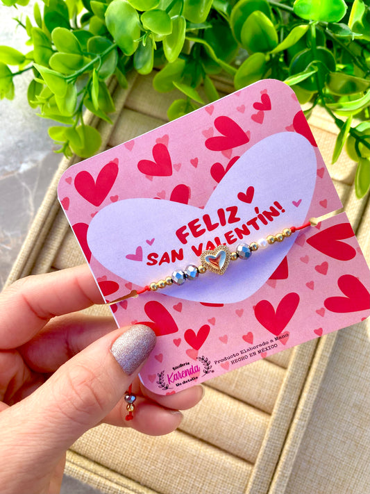 KD090794- Pulsera Corazón con detalles Plateados